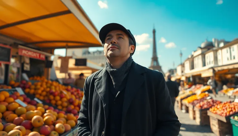 Un étal de fruits desséchés sous un soleil de plomb à Paris.