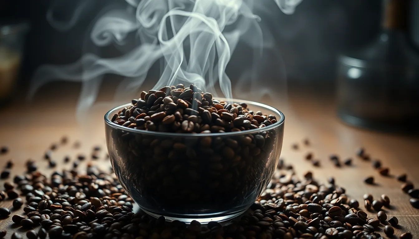 Grains de café exposés à l'air libre et semblant perdre leur éclat