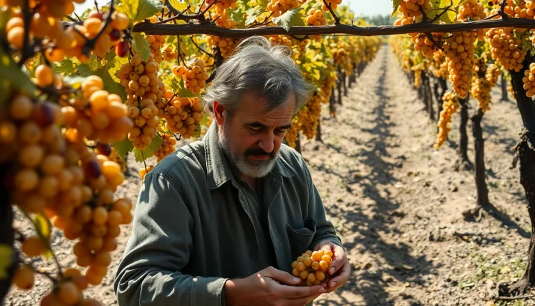 Des grappes de raisin visiblement desséchées sur un cep dans un vignoble parisien.