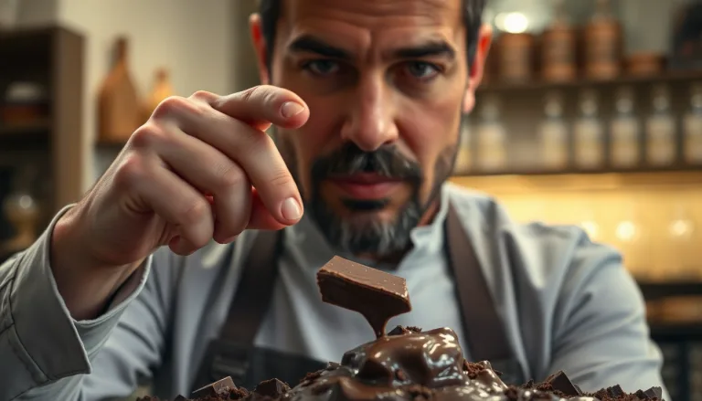 Chocolat parisien artisanal exposé à l'air libre, semblant perdre sa brillance