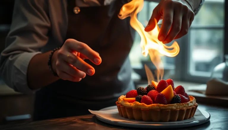 Vieux torchon de cuisine à côté d'une tarte aux fruits