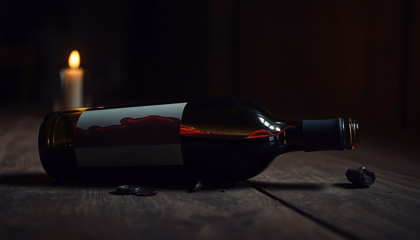 Bouteille de vin ouverte exposée à l'air, symbolisant la perte de fraîcheur.