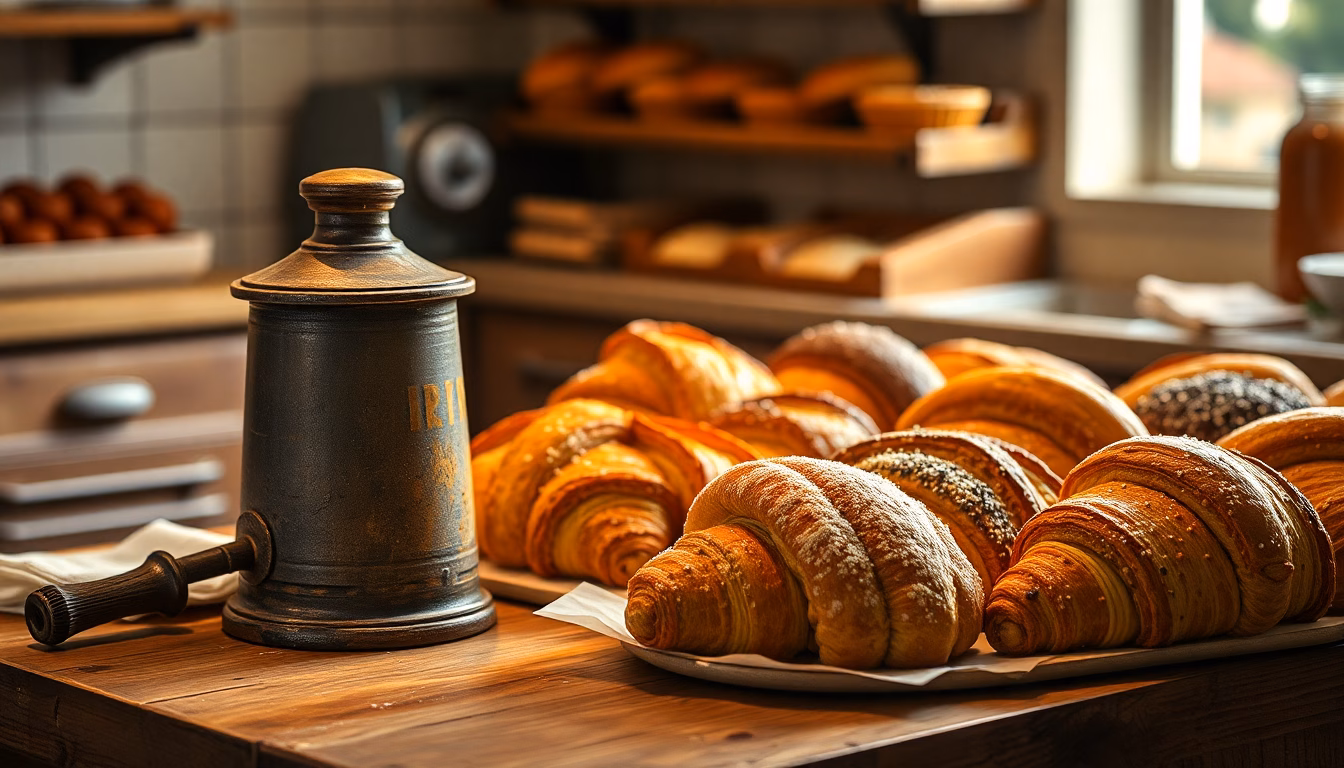 Un vieux torchon de cuisine à côté de pâtisseries parisiennes élégantes