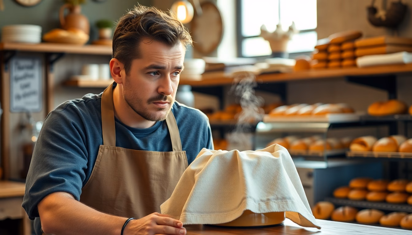 Boulanger parisien examinant un levain