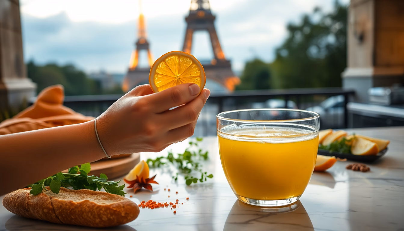 Écorces de citron frais et un bol de vinaigrette