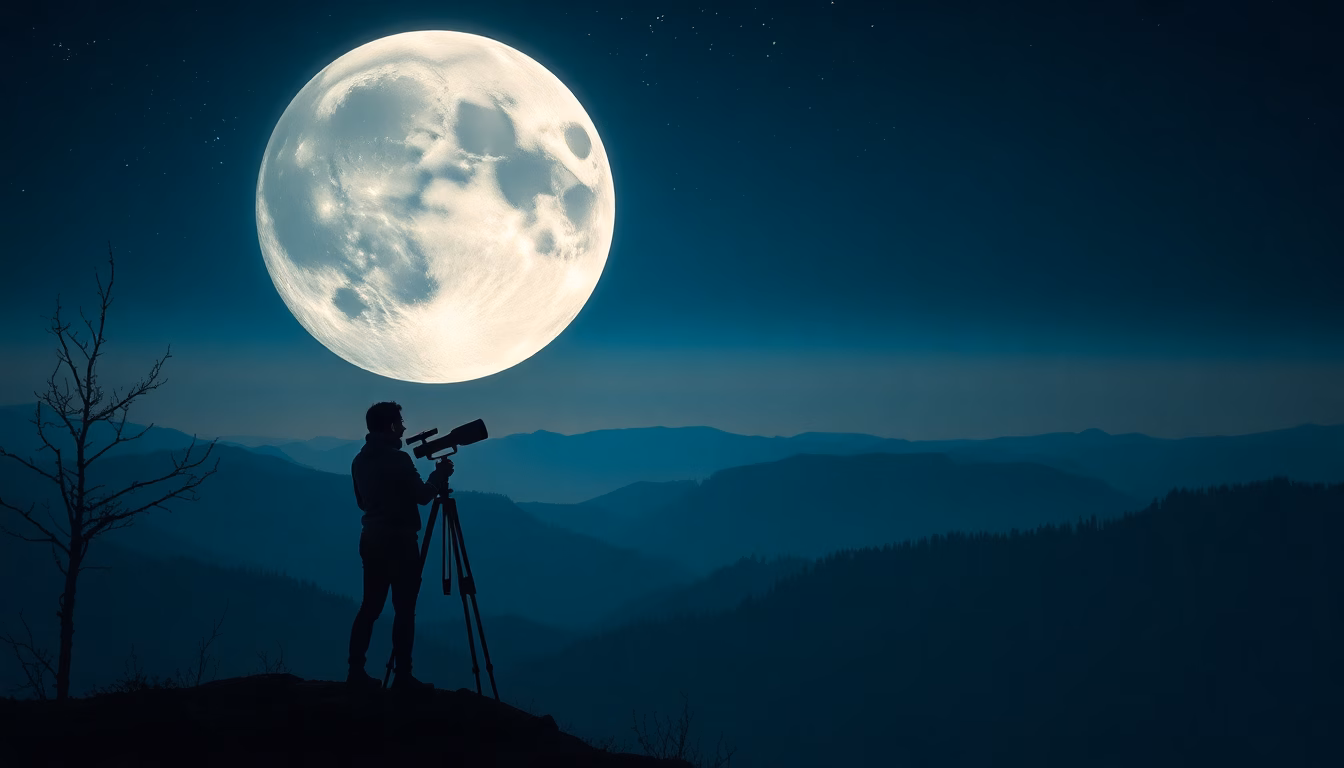 Une pleine lune illuminant le ciel nocturne, avec un effet de 'super lune'.
