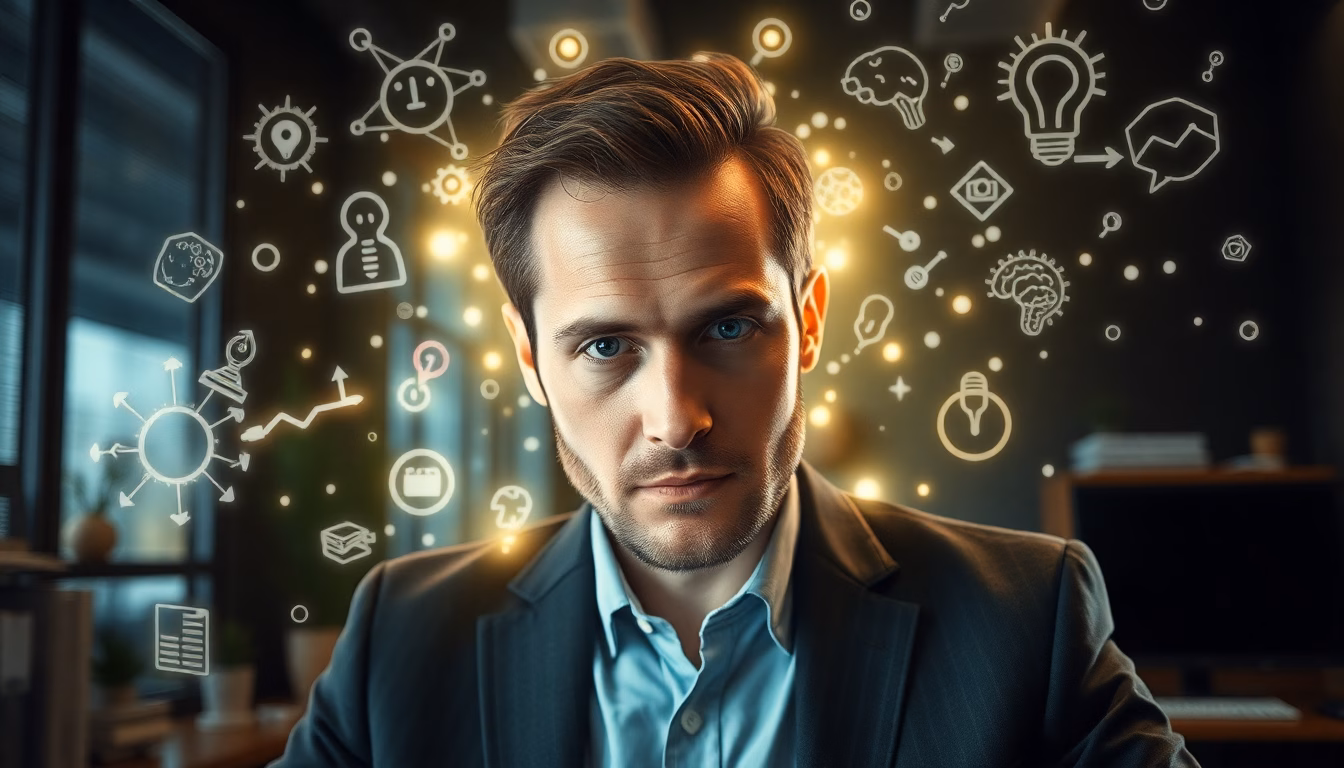 Personne utilisant un ordinateur avec des idées lumineuses