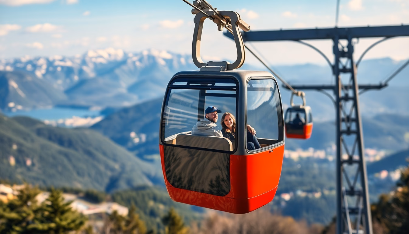 funiculaire en montagne avec vue panoramique