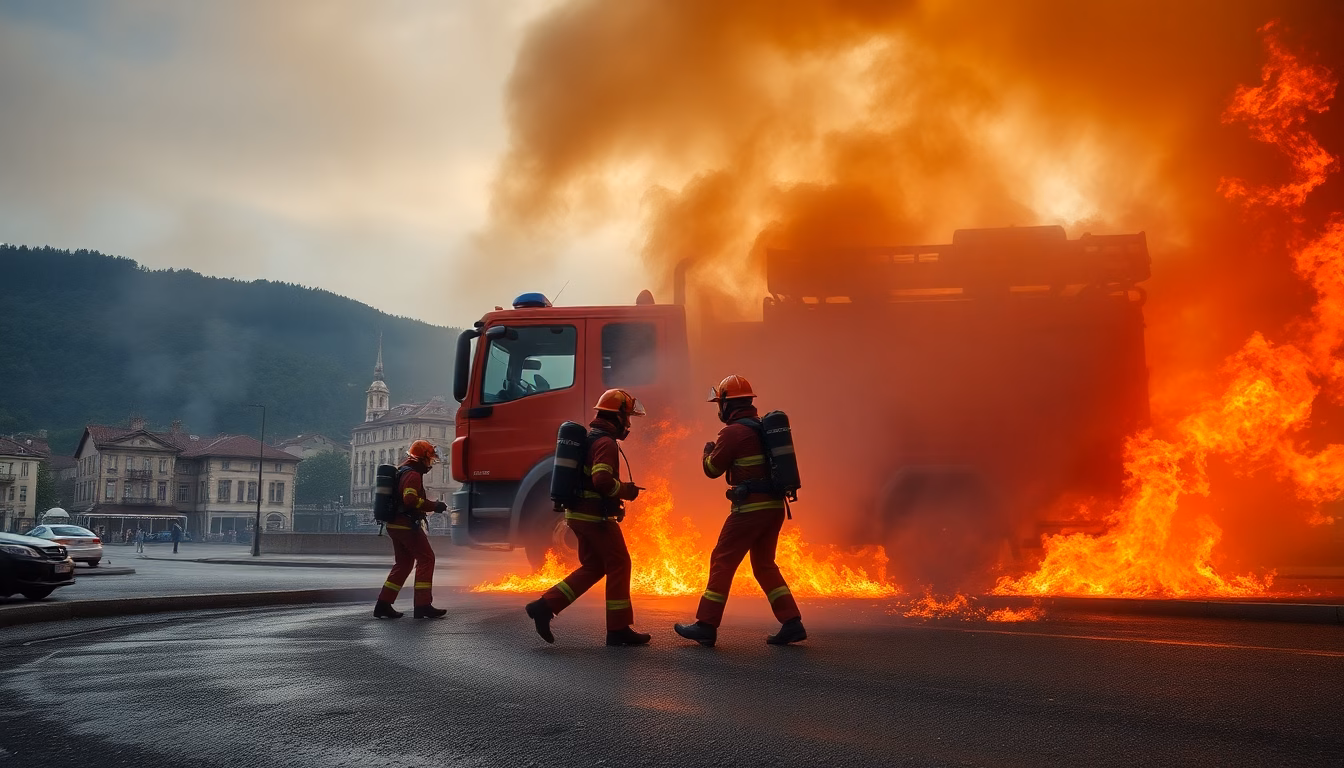 Incendie à Villefranche-sur-Saône avec pompiers