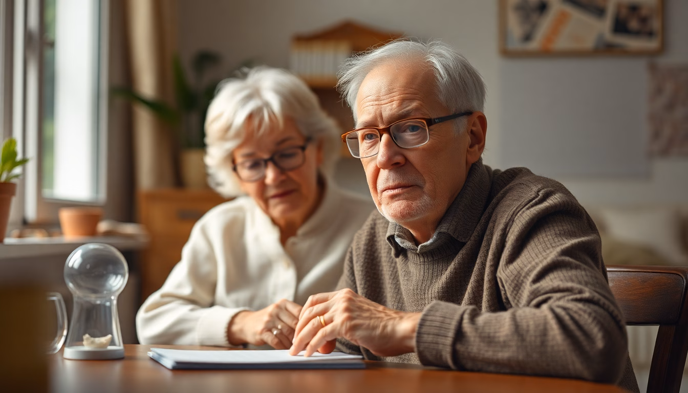 personne âgée souriante regardant un graphique de retraite