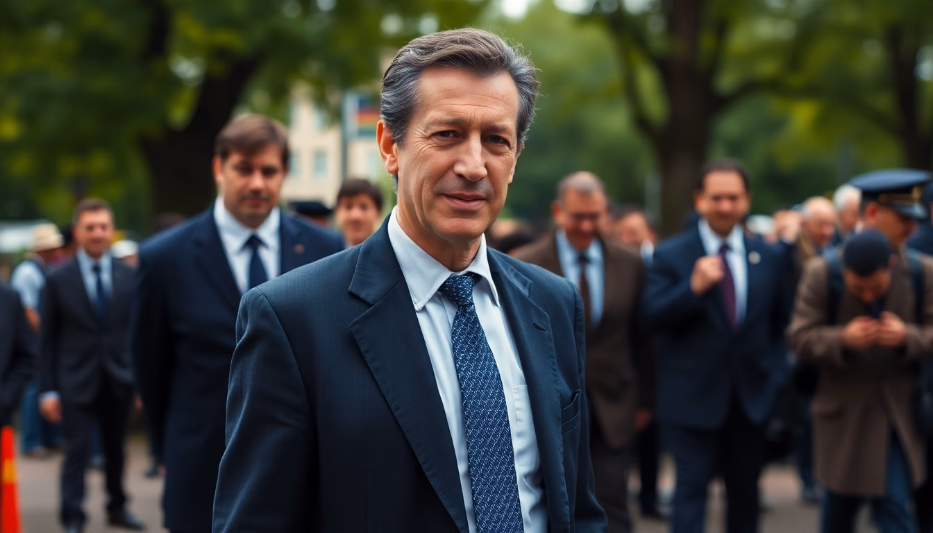 Portrait de Nicolas Sarkozy avec éléments symboliques de sa présidence
